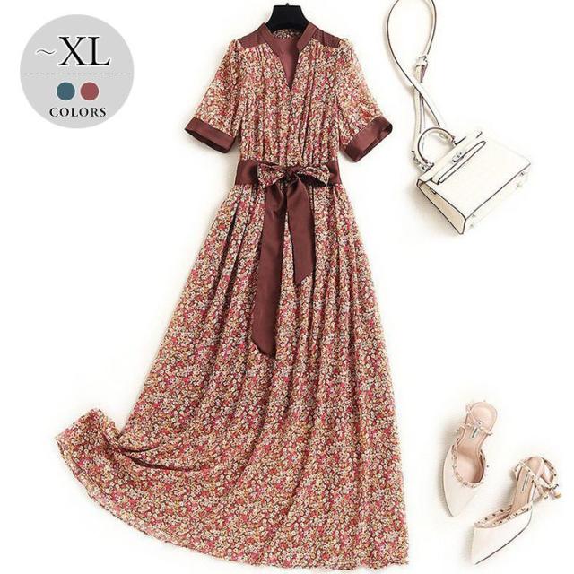 Sale 公式通販 ワンピース プリント柄 花柄 半袖 Aライン ウエストリボン クラシカル 大人可愛い 休日 ドライブ ママ 女子会 お出かけファッション 期間限定 30 Off Www Iacymperu Org