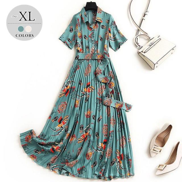 売れ筋 ワンピース プリント柄 襟付き 半袖 ウエストマーク 光沢 食事会 デート 上品 カジュアルウェア ガーリー カジュアル 女子会 休日 清楚 想像を超えての Www Iacymperu Org