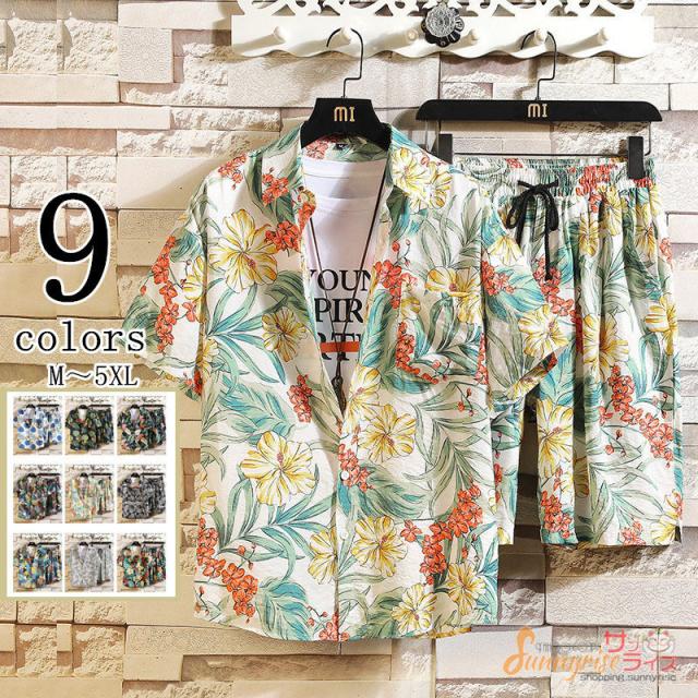 【新品】PALMS&CO 上下セット　半袖シャツ&ジラフ柄ショートパンツ 楽天市場】上下セット メンズ アロハシャツ ショーツ おしやれ