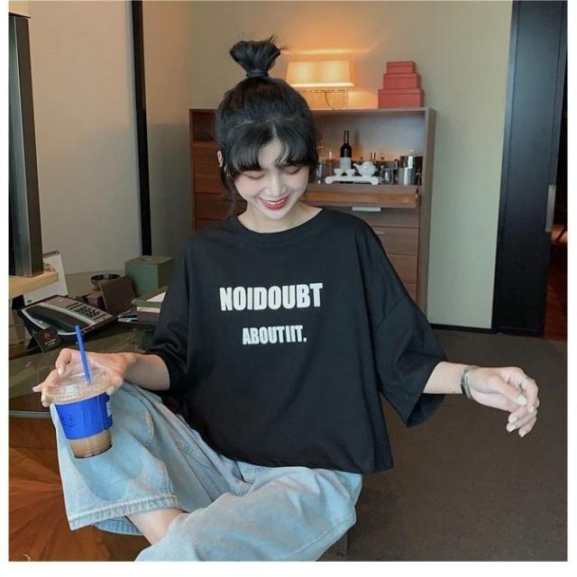 半袖 レディース Tシャツ ショート丈 短い 肌見せ 五分丈袖