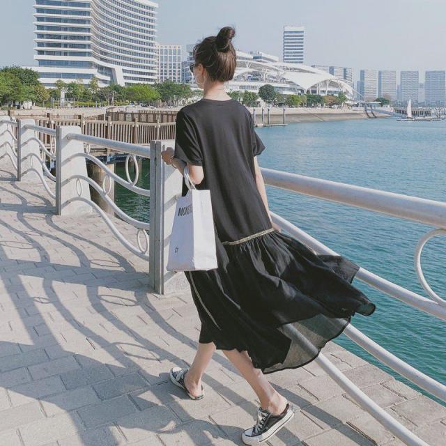 被り心地最高 ワンピース フレア 個性的 ゆったり ロング丈 可愛い お出かけファッション 大人可愛い ママスタイル ストリート フェミニン 女子会 母親 新規購入 Carlavista Com