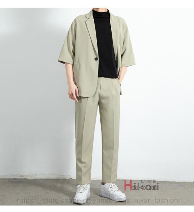 最ものカジュアルスーツ ビジネス ジャケット アウター 無地 七分袖 スーツ ネットショッピング セットアップ カジュアル メンズファッション メンズファッション メンズ 夏用スーツ 注文割引の