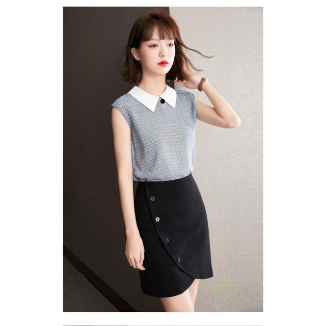 シフォンブラウス ノースリーブ レディース チェック柄 タンク