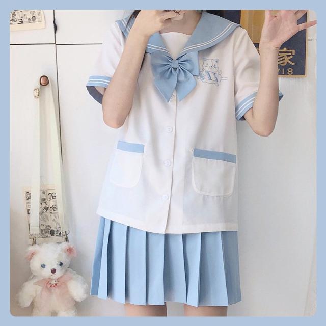 コスチューム 半袖 セーラー服 ロリータ 制服 レディース 上下セット