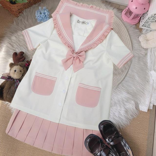 コスチューム 半袖 セーラー服 ロリータ 制服 レディース 上下セット
