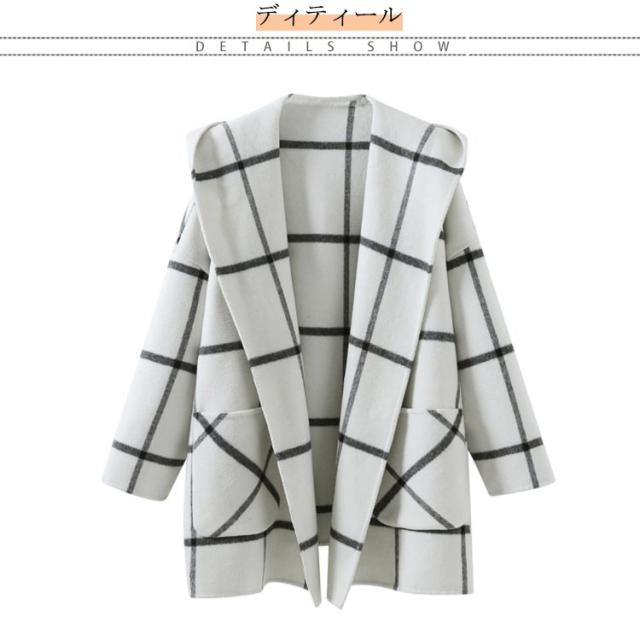 ウールコート フードジャケット レディース ウール混 アウター ミドル