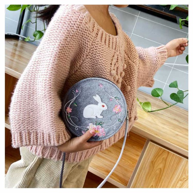 ショルダーバッグ うさぎ 花柄 刺繍 丸型 バッグ 女の子 ミニバッグ ポシェット 女の子 レトロ ベロア カバン 和風 送料無料 干支 卯 兎  レディース 斜め掛け バッグ 可愛い 成人式 浴衣 正月の通販はau PAY マーケット - 松島本舗 | au PAY