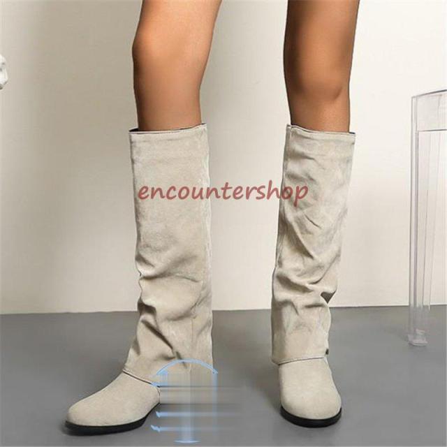 ロングブーツレディースショートブーツ黒大きいサイズロングブーツ防寒太めヒール ロングブーツスエード 美脚 シューズ 秋冬ブーツパーティー?26.5ｃ ｍ