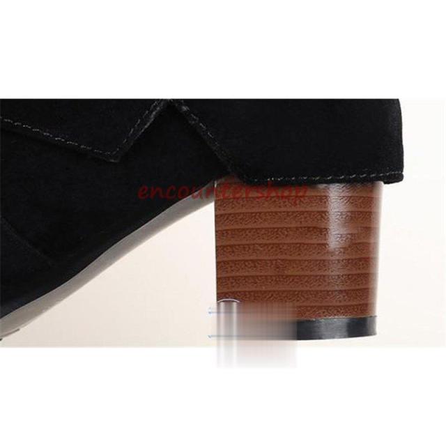 ロングブーツレディースショートブーツ黒大きいサイズロングブーツ防寒太めヒール ロングブーツスエード 美脚 シューズ 秋冬ブーツパーティー?26.5ｃ ｍ