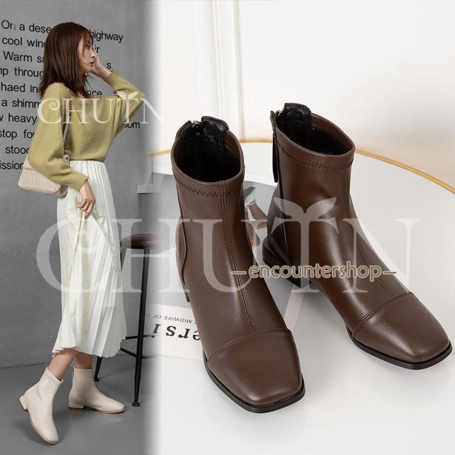 ブーティー歩きやすいショートブーツレディースブーツ ブーティー大きいサイズ ローヒールショートブーツ内ボア靴 美脚ショートブーツ足が疲れない 通勤?26.5cm