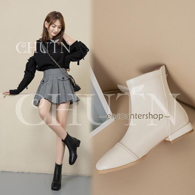 ブーティー歩きやすいショートブーツレディースブーツ ブーティー大きいサイズ ローヒールショートブーツ内ボア靴 美脚ショートブーツ足が疲れない 通勤?26.5cm