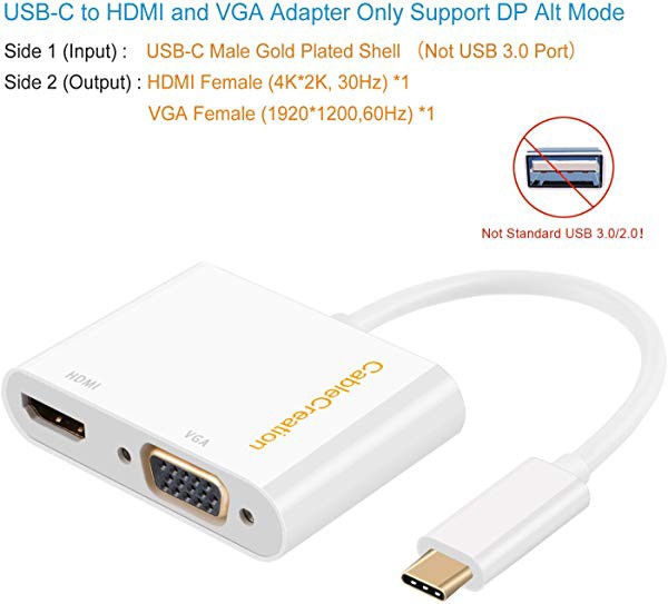 USB C to HDMI + VGA, 2-in-1 USB-C （Thunderbolt 3対応）Type-C to HDMI（4K * 2K @  30Hz）+ VGAアダプタ、MacBook Pro / Chro...の通販はau PAY マーケット -  nogistic｜商品ロットナンバー：457664302