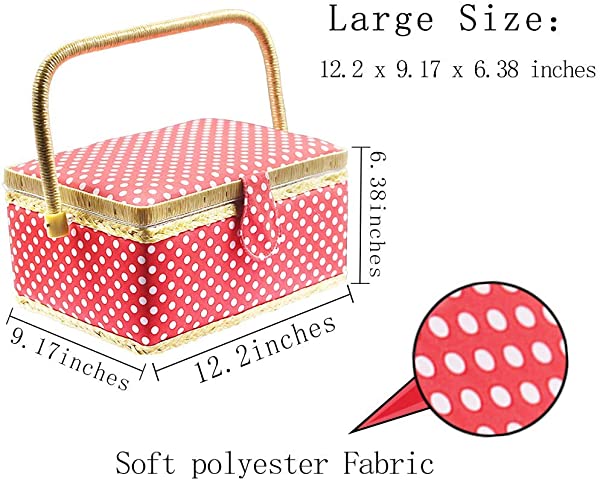 最大30 Off 裁縫箱 大きなソーイングボックス 大容量縫製箱水玉 裁縫セット 収納 30 5 23 16cm 赤 60 Off Www Servblu Com