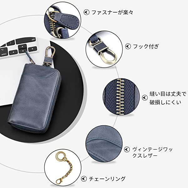 キーケース メンズ カードキーケース レザー スマートキーケース 車キーケース 本革 6連 2つ外側ポケット カード入れ カラビナ付  ...の通販はau PAY マーケット au PAY マーケット店 au PAY マーケット－通販サイト
