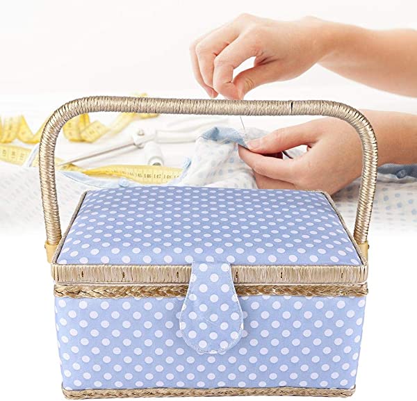 奇跡の再販 水玉柄の布 ソーイング ボックス 裁縫 箱 裁縫セット 縫製バスケット 小物収納 裁縫用品 磁気ボタン 収納力抜群 ソーイングセット シニアファッション Centrodeladultomayor Com Uy