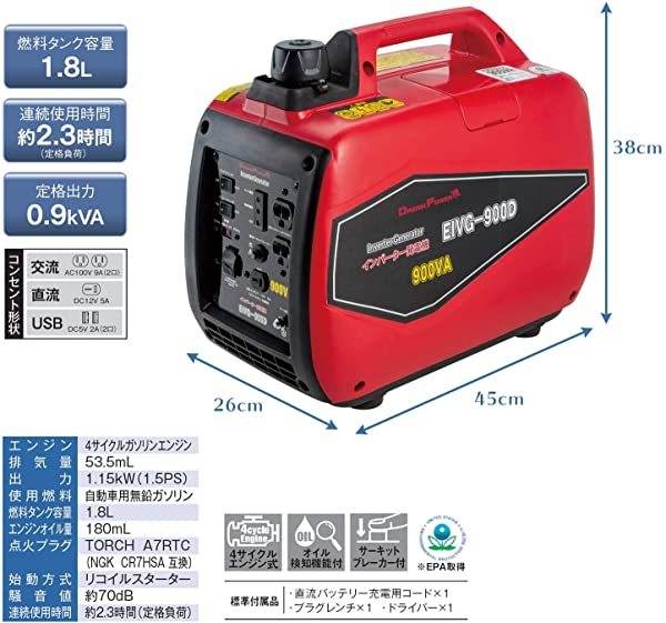 別注 ナカトミ Nakatomi インバーター発電機 定格出力0 9kva エンジン発電機 コンパクト 非常用電源 軽量 防災 アウトドア Eivg 900d 保障できる Theblindtigerslidell Com