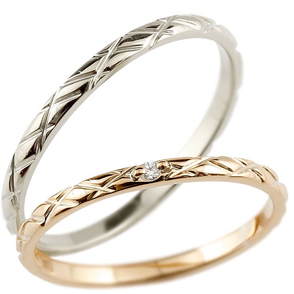 珍しい 結婚指輪 安い ペアリング マリッジリング ダイヤモンド ピンクゴールドk10 ホワイトゴールドk10 一粒 10金 華奢 アンティーク セール 絶妙 Upik Ac Ug