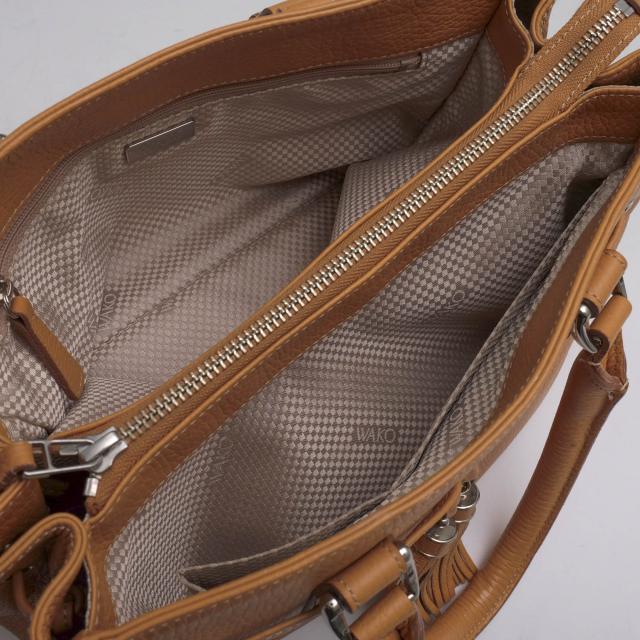 ○和光 WAKO 牛革 カーフ ハンドバッグ タッセル シボ革 シュリンク