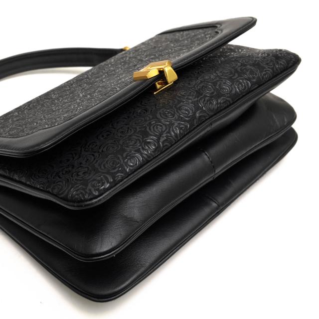 ○印傳屋 印伝 INDEN-YA 鹿革 漆塗り 手提げ ハンドバッグ ローズ 薔薇柄 フォーマルバッグ 冠婚葬祭 レディース 【中古】 中古 ○印傳屋 印伝 INDEN-YA 鹿革 漆塗り 手提げ ハンドバッグ ローズ 薔薇