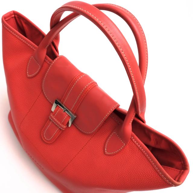 ○ロンシャン Longchamp ペブルドレザー 牛革 トートバッグ シボ革 シュリンクレザー 定番 レディース 【中古】 中古 ○ロンシャン Longchamp ペブルドレザー 牛革 トートバッグ シボ革