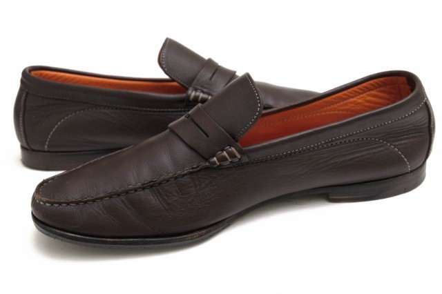 ○サントーニ Santoni 牛革 カーフ コインローファー 72270 スリッポン