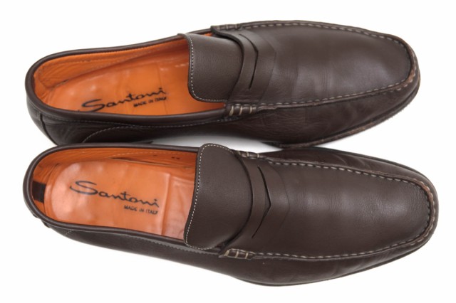 ○サントーニ Santoni 牛革 カーフ コインローファー 72270 スリッポン