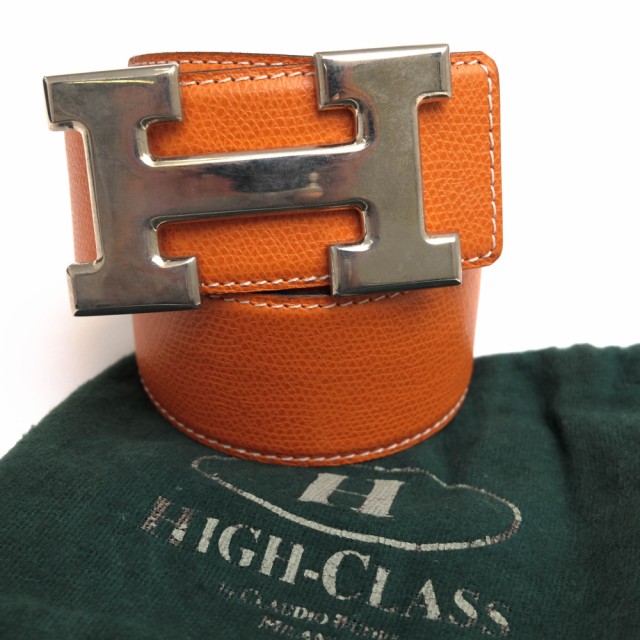 ○ハイクラス HENRY HIGH CLASS グレイン型押し牛革 ベルト Hロゴ 