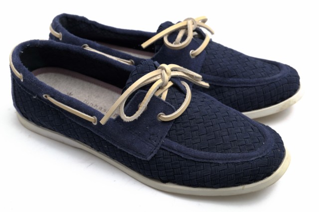 ○ジュンハシモト junhashimoto Triple yarn別注 デッキシューズ S92-RUB01 DECK SHOES  メッシュ・イントレチャート スリッポン メ 中古｜au PAY マーケット