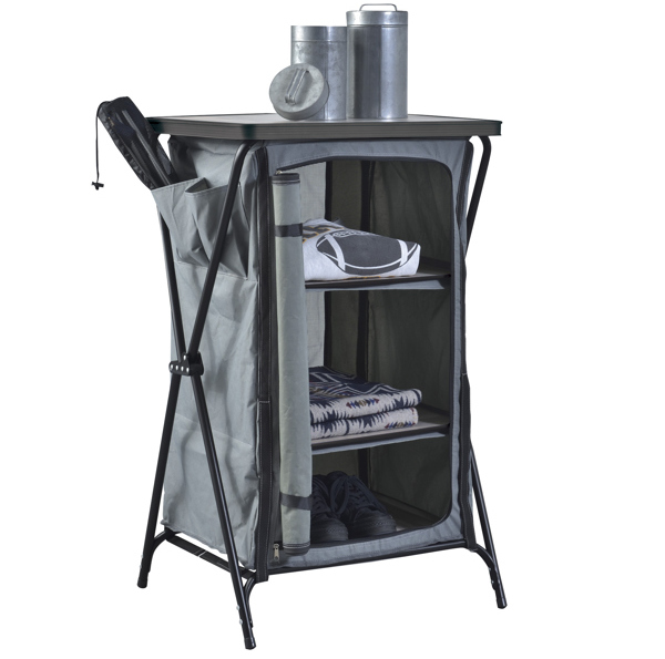 アウトドア キャビネット 3段 コンパクト フォールディングキャビネット3Ｄ （ 棚 ラック シェルフ 台 収納棚 折りたたみ 収納袋付き スリム 三段 軽量 キャンプ道具 食材 収納 おしゃれ キャンプ ポータブル ） アウトドア キャビネット 3段 コンパクト フォールディング