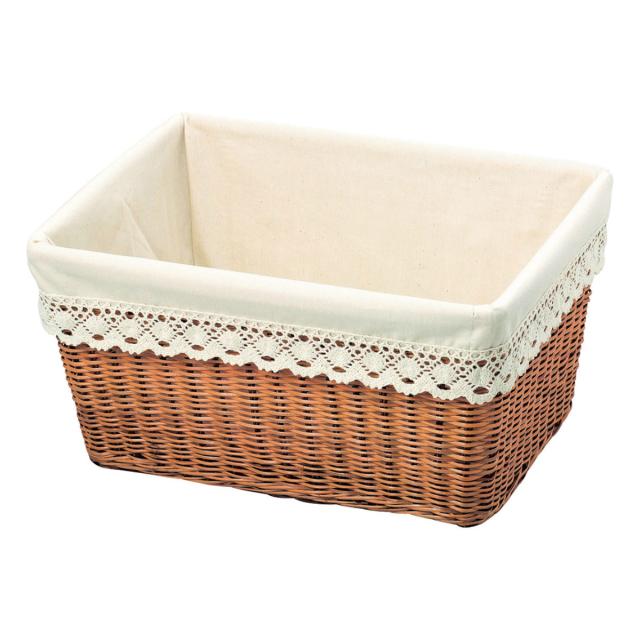 バスケット 天然素材 レース Lサイズ 収納 （ 幅51.5×奥行36.5