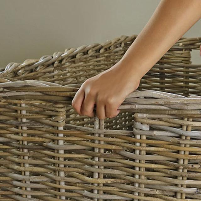 バスケット ラタン 幅86×奥行56×高さ46 持ち手付き かご 大きい