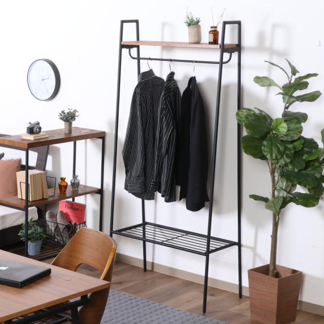 ハンガーラック 幅80cm スチール製 ブルックリンスタイル ワードローブ