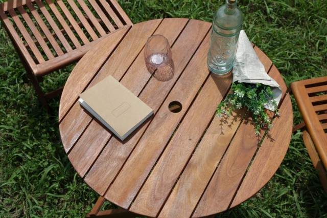 ガーデンテーブル ラウンドテーブル 直径68.5cm 木製 （ テーブル
