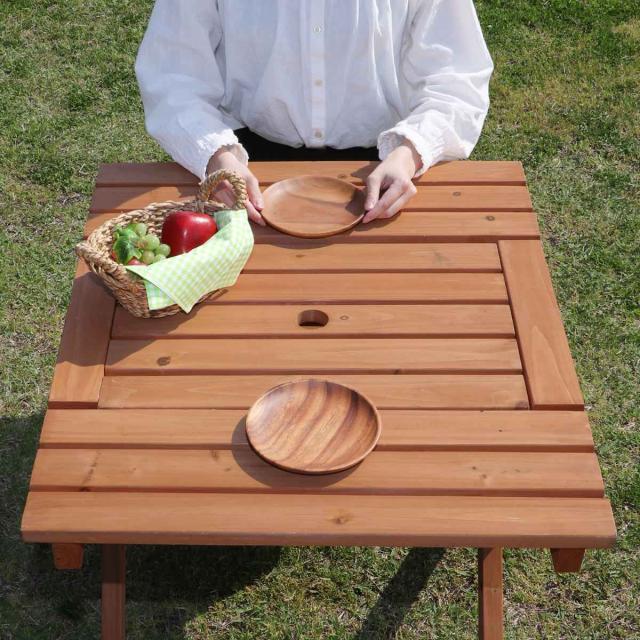 ガーデンテーブル 杉材BBQテーブル＆ベンチセット ミニコンロスペース