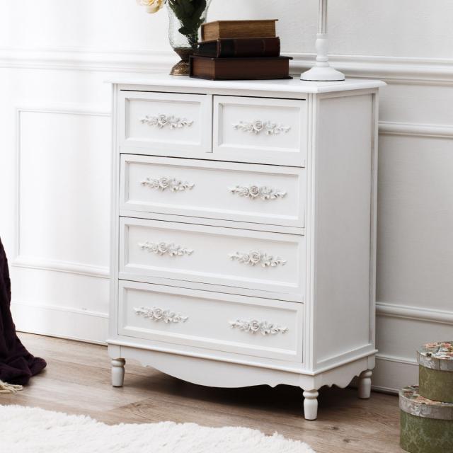 チェスト 4段 ウッドプロダクツ 幅50cm 足付 ホワイト （ 引き出し FAX