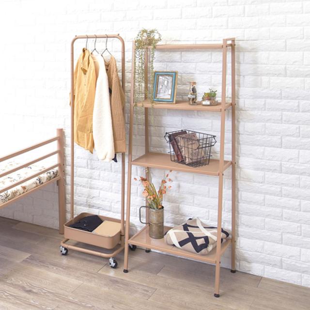 オープンラック 幅59cm 4段 スチールラック アースカラー （ ラック 棚