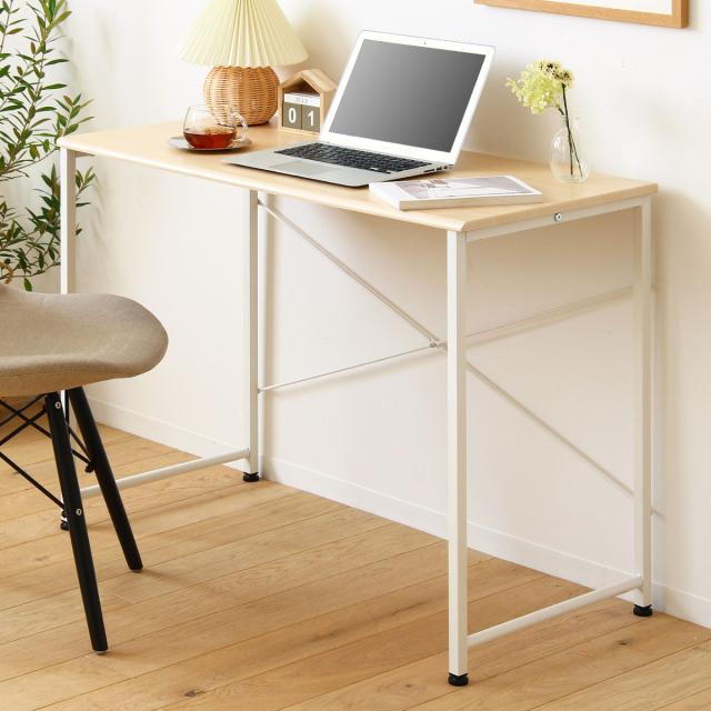 デスク 幅100cm 木目調 スチール脚 （ ワークデスク シンプル