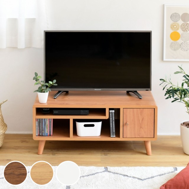 あさがお　北欧調　　テレビ台　テレビラック　テレビボード　幅89cm テレビ台 幅89cm キャスター付 木製 オープンラック （ テレビ