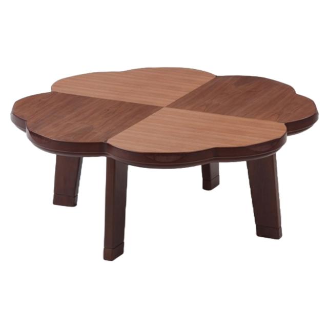 こたつテーブル 継ぎ脚 100×100cm ウォールナット ニュークローバー （ こたつ テーブル リビングテーブル ローテーブル 高さ調節 36.5cm 40.5cm 継ぎ足 コタツ 天然木 木製 日本製 1年中 使える 座卓 おしゃれ ハロゲンヒーター ）