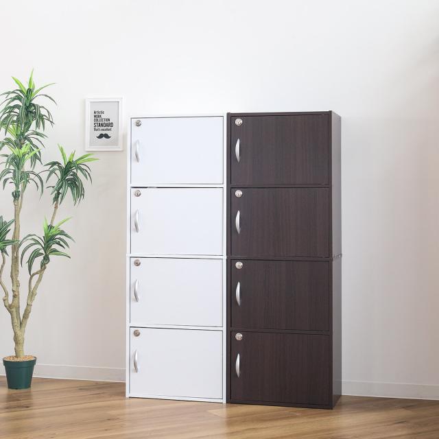 カラーボックス 3段 全段鍵付 幅42cm （ 収納 家具 鍵付き 棚 ロッカー