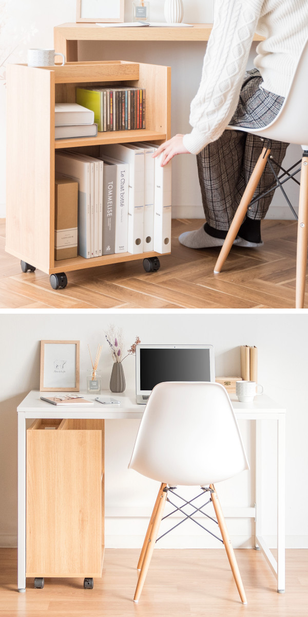 子供用 小物 スリム おしゃれ 収納 サイドラック デスク2台セット