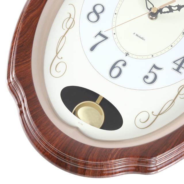 壁掛け時計 クロック．上品時計 振り子時計 掛け時計 電波時計 振り子時計 計8曲 我が家の演奏会 （ 時計