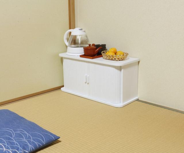 カウンター上収納 ジャバラ扉式カウンター上収納庫 幅60cm （ 天然木