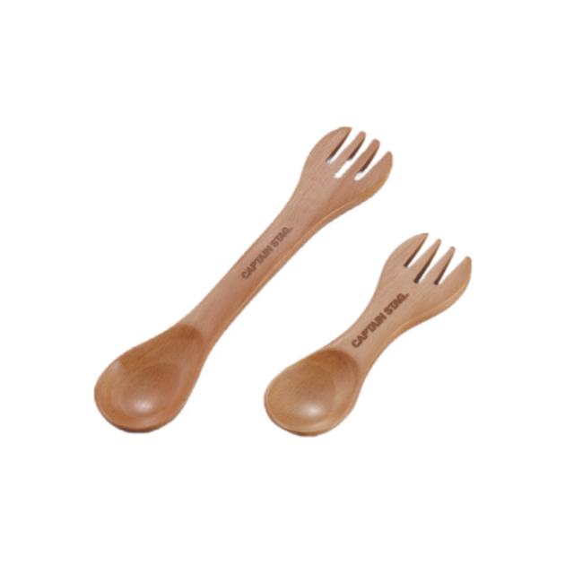 キャプテンスタッグ】廃盤 生産終了 天然木スプーン&フォーク20本セット
