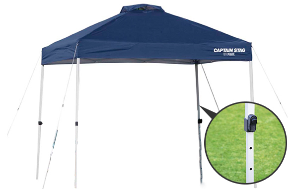 クイックシェードDX UVカット 防水 キャスターバッグ付 2.5m×2.5m （ キャプテンスタッグ テント ワンタッチタープ CAPTAIN STAG アウトドア 5人 4人 アルミ 軽量 組立簡単 正方形 ）