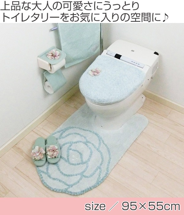 トイレマット SDSドゥースロゼ 耳長 95×55cm （ 送料無料 トイレ 耳長ロングマット トイレタリー ローズ バラ 薔薇 トイレ用品  トイレグ｜au PAY マーケット