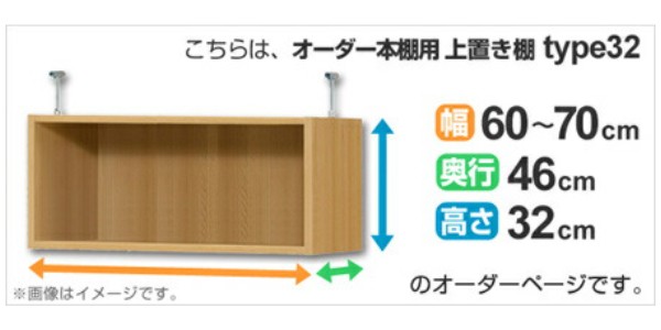 低価正規品】 オーダー本棚 壁面収納 奥行46cm用上置き棚 type32 天井