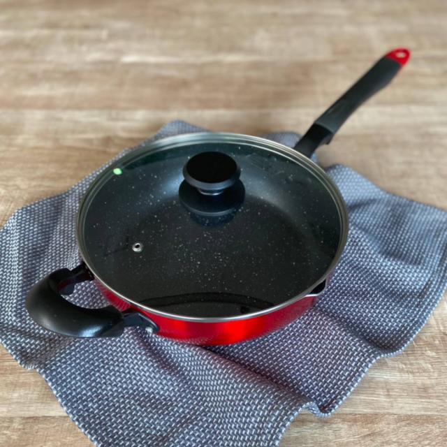 深型フライパン 22cm IH対応 深型 グッドフル 持ち手付き ガラス蓋付き