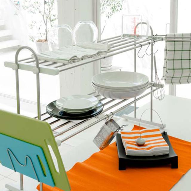 水切りラック 2段 伸縮式 幅52〜91cm ステンレス アクセサリー