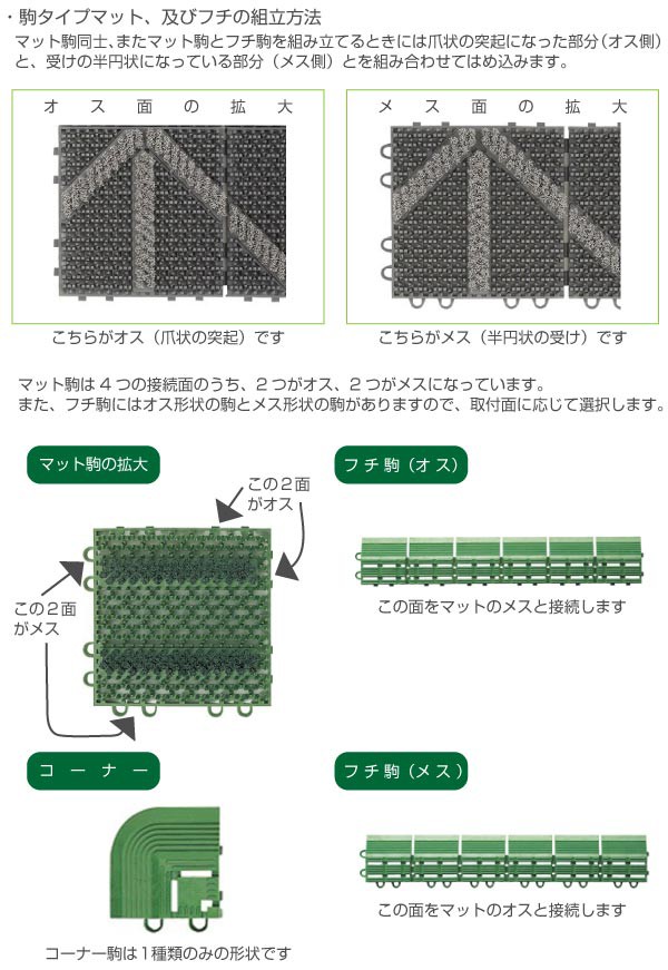 玄関マット 屋外 業務用 本駒 15×15cm エバックブラシハードマットYL